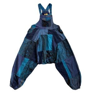 Himalaya Handmade Womens S/M ? Harem Overalls Drop Crotch Boho Baggy Hippie